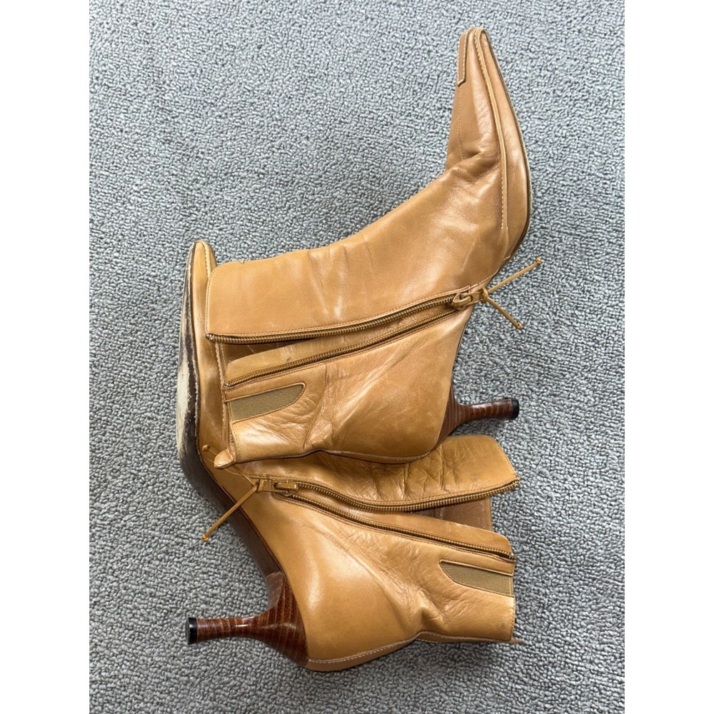 Y2K Donald J Pliner Boots Women 9 M Tan Lindy 55 Leather Spain Made Office Work - Picture 16 of 16